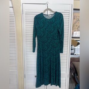 Boden Long Sleeve Green, Navy Maxi Dress